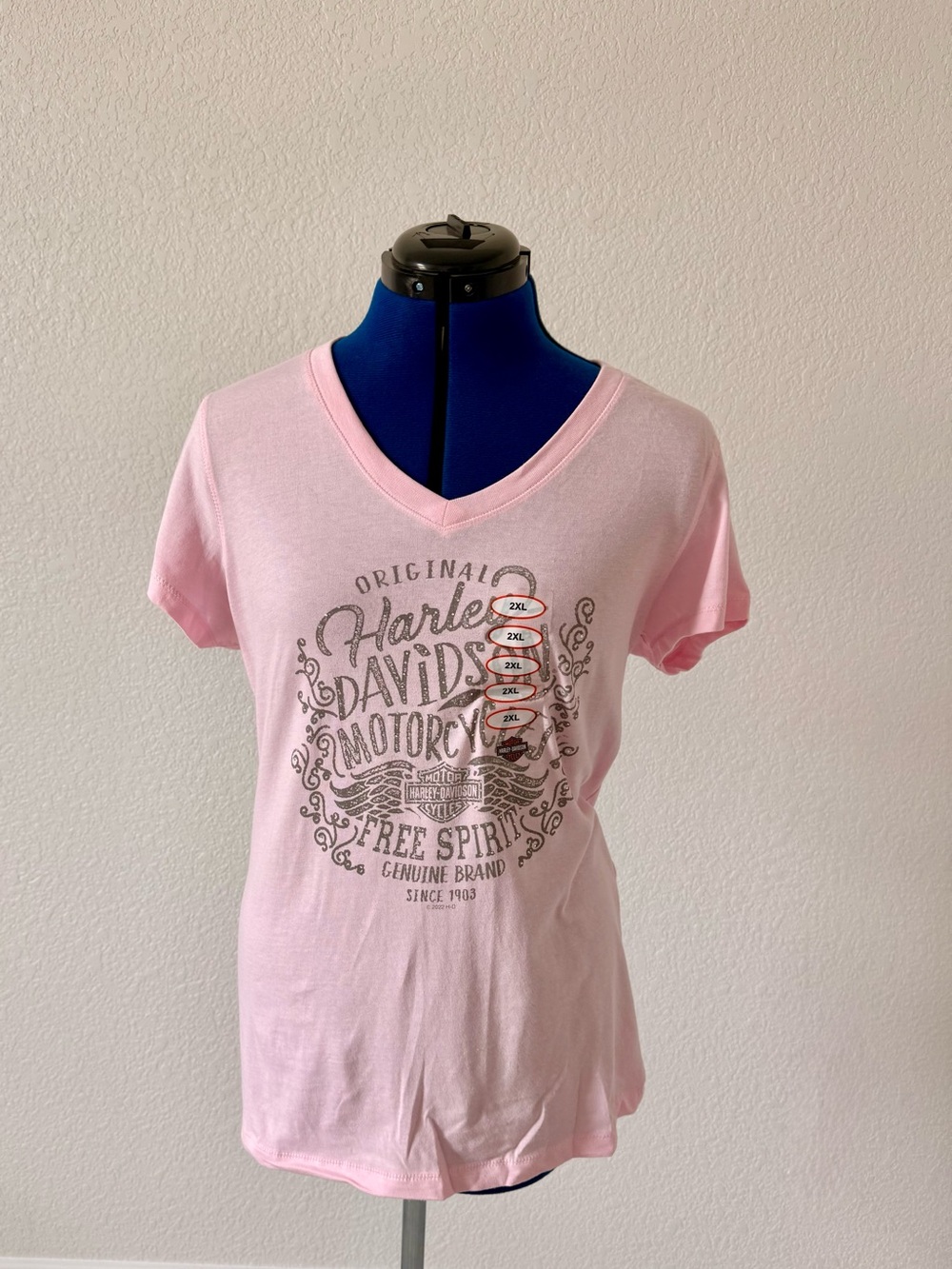 Harley-Davidson Light Pink V-Neck Graphic Tee